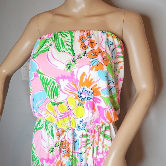 Lilly Pulitzer × Target Strapless Multi Floral Jersey Cinch Waist Maxi Dress M - Picture 9 of 13